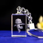 cheap wholesale crystal LED light keyring custom crystal key rings with 3D laser engraved logo