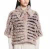 YR186 YR fur Women Real Rabbit Fur Knitted and Yarn Sweater Garment Ladies Fur Jacket