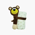 Gift Custom Cute Animal Cartoon Soft Bear Plush Travel Blanket With Toy