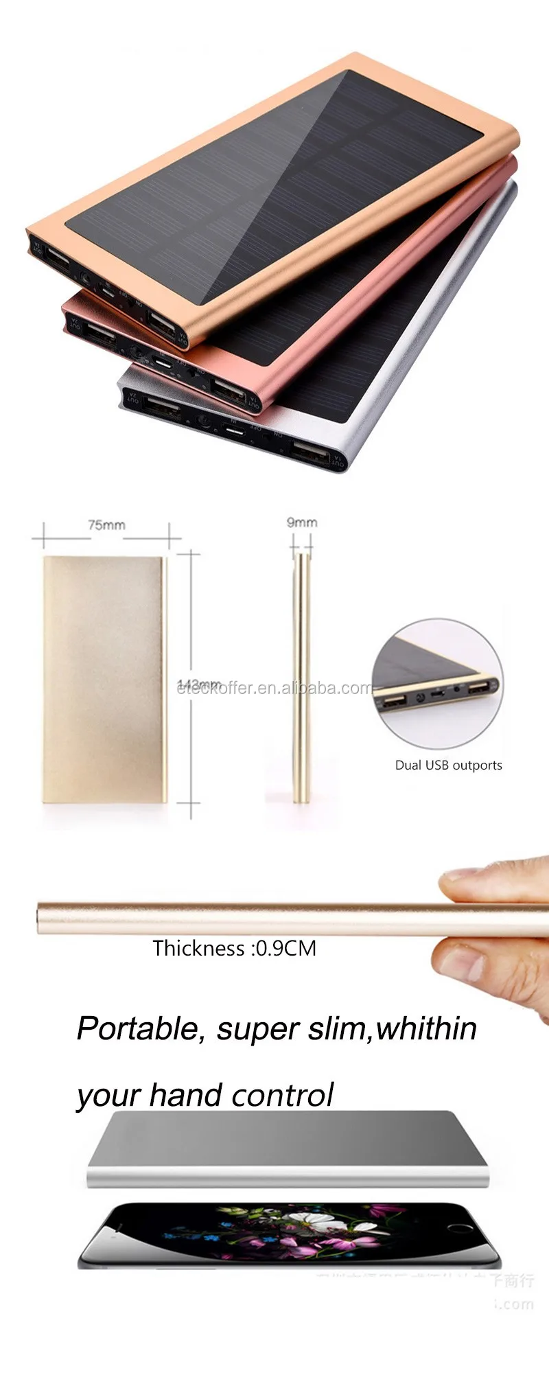 Hot selling dual USB 5V 2A portable 12000mah waterproof solar power bank for mobile charger - ANKUX.COM