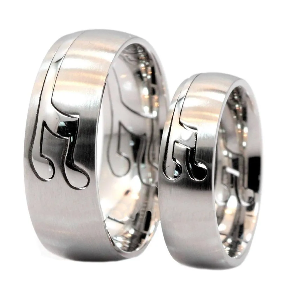 Raw material 316l stainless steel detachable music note rings jewelry womens