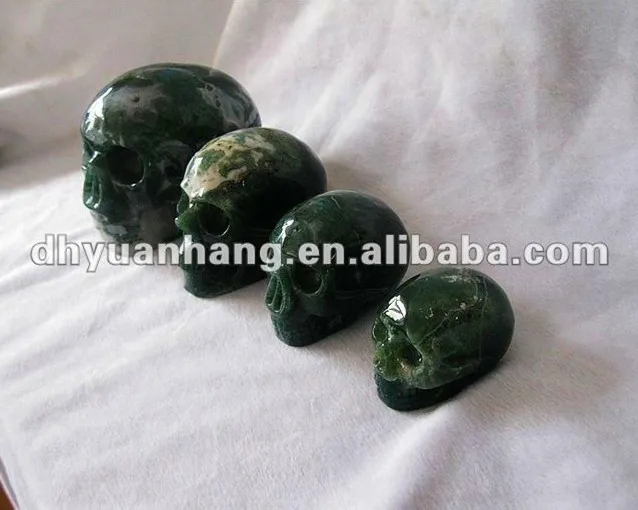 hand carved natural green agate stone skull,carnelian gemstone