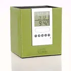 Promotional handmade leather clock pen holder