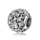 Custom sterling silver love heart to heart bead zircon charms fits for bracelet