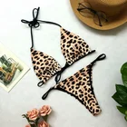 FEIBUSHI Custom High Cut Bikini Women Leopard Printed Swimwear&Swimsuit Strap Micro Bikini Brazilian Beachwear Thong