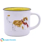 13oz custom print two tone retro black rim tin camping cup style enamel look ceramic mugs