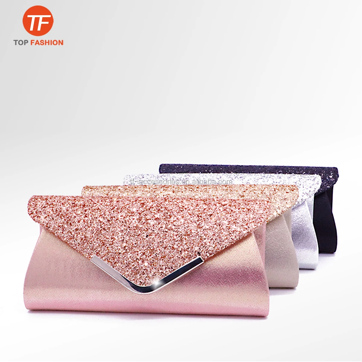 wholesale pu envelope handbag glitter clutch shiny shoulder bag