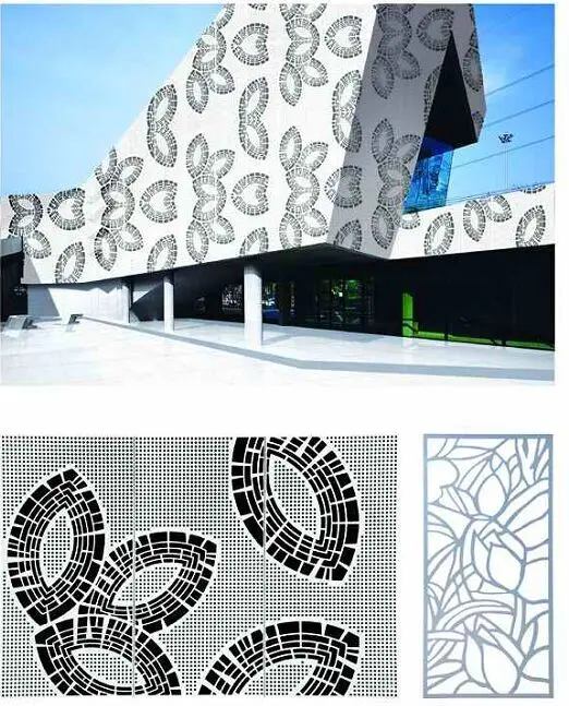 laser cut aluminum panel designs as wall panels exterior for building fasade