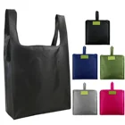 Durable Polyester Reusable Shopping Bags Washable Grocery Tote Bag Custom bags Foldable into Attached Pouch