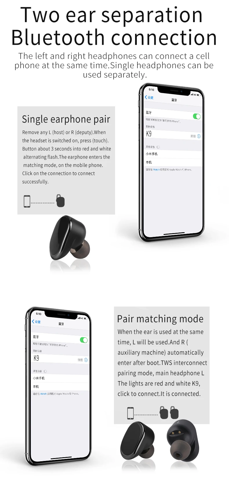Top-ated new arrival mobile accessories good sound TWS in -ear earbuds with charging case - ANKUX.COM