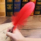 WOTI PN-0025 OEM Logo Feather Pens Promotional Ballpoint Feather Pens with Logo for Holidays/Birthday Gifts