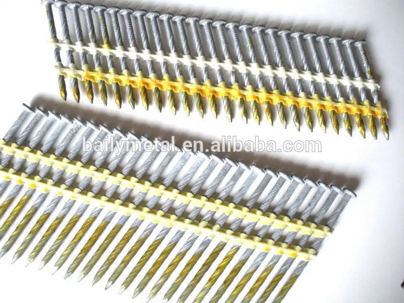 Factory direct high quality 21 degree plastic strip nails ring shank for USA market