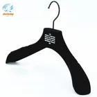 Custom plastic black velvet coat hanger with print logo