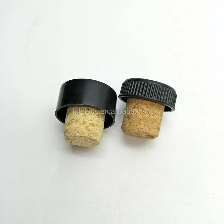 screw bottle cap t shape cork stoppers with black plastic cover