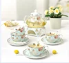 good selling fashion sweet tea set with flower design teapot with warmer