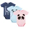 Cute Factory Baby Clothes Summer 100%Cotton Short Sleeves with Animal Prints Newborn Infant Baby Bodysuits