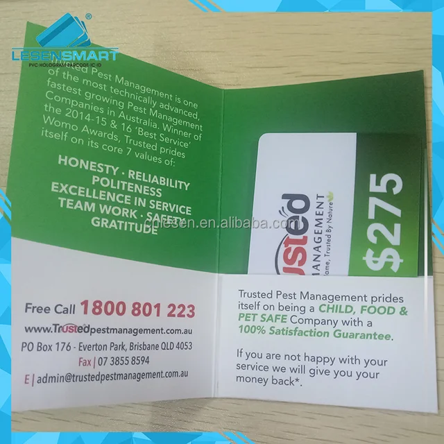 plastic gift card with envelopes