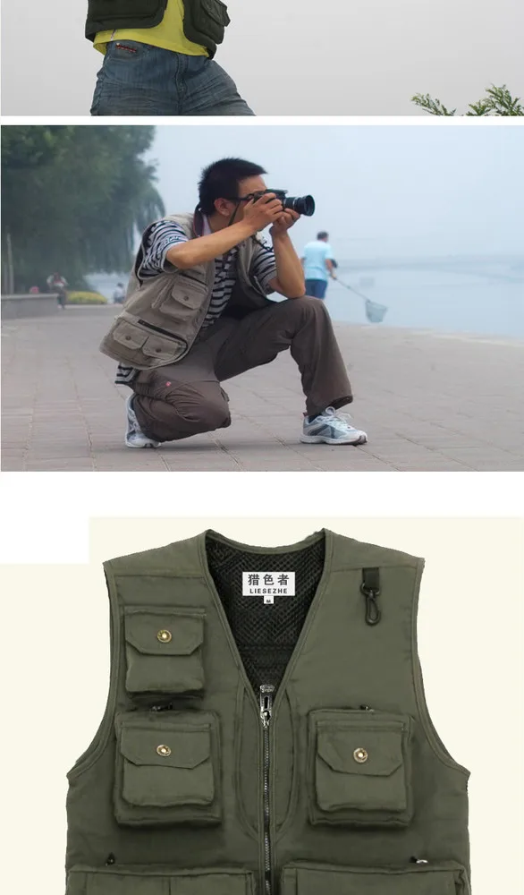 2015 New Spring and Autumn and Winter Men's Casual Sports Vests for Photograher Male Denim Sleeveless Jacket for Hunting Vests