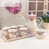 Porcelain coffee tea pot and cup set British Royal 6 service teacup sets with tray