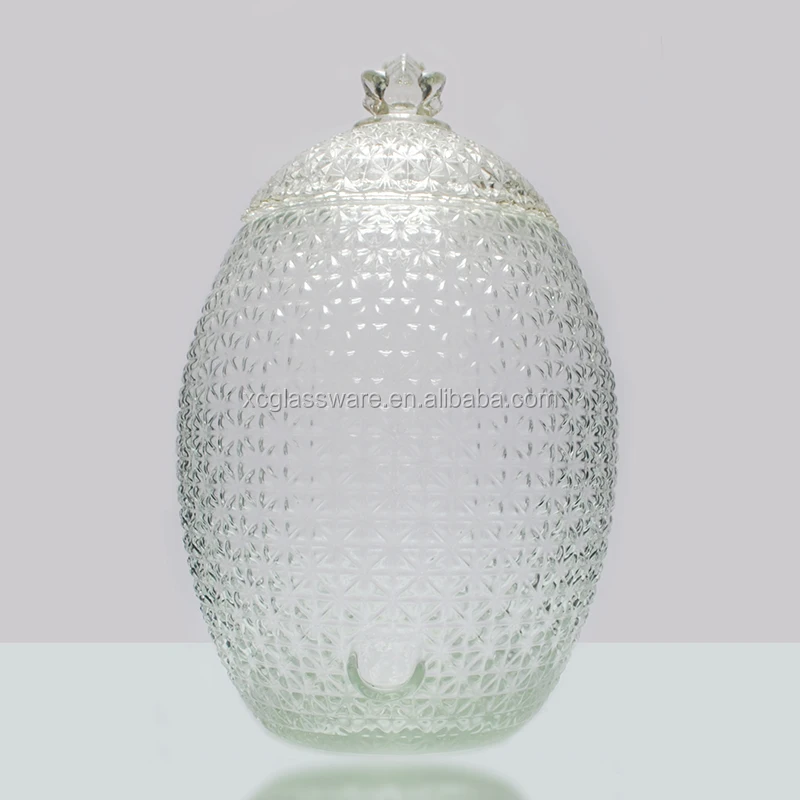 2-gallon pineapple pattern glass beverage dispenser with spigot