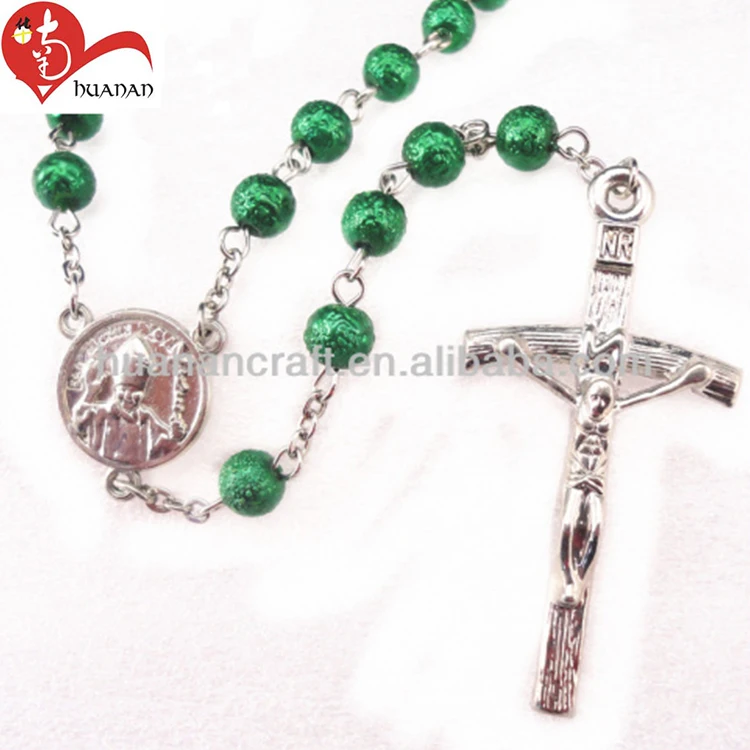 wholesale religious gift giant green glass beads chain rosary