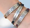 Inspirational Leather Motivational Message Stainless Steel Bracelet Jewelry