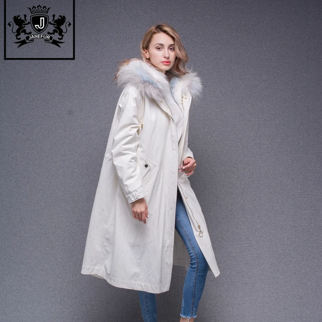 latest design winter white coat jacket women real fur lined fur