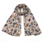 Wholesale fashion muslim hijab leaves pattern print scarf solid color chiffon scarf