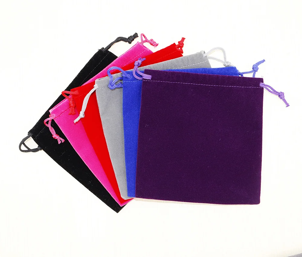 custom printed logo small drawstring bag velvet jewelry pouch