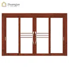Wood Color Aluminum Frame Double Temper Glass Door