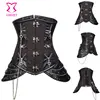 CORZZET Black Sexy Punk Front Buckle Closure Underbust Steampunk Corsets & Bustiers For Women's Festival Clothes On Show
