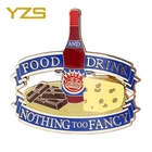 Custom enamel food and drinking gold metal fridge magnet