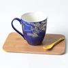 China factory fast delivery with high temperature firing decals 11oz blue ceramic mug