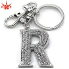 Luxury Letter R Car Keychain with White Acrylic Stones for Wedding Gift Charm Car Key chain