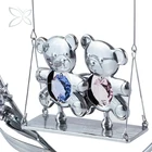 Crystocraft ロマンチックなカップルテディベア置物永遠のバラ花ハートクリスタルからアニバーサリーウェディングギフト