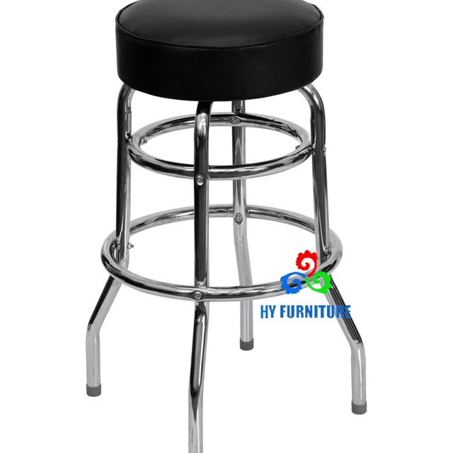 Modern bistro furniture metal chrome legs round upholstered seat lem piston stool bar chair