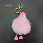 Key Ring Custom Cute Girl Faux Fur Ball Key Chain Ring Pink Fur Pompon Keychain