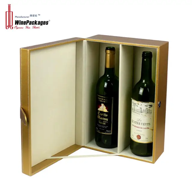 wholesale printing pu leather whisky wine gift packaging box