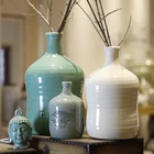 Antique Round marble Pottery wholesale Desttop Matt Glazed Vase Set Hot Selling