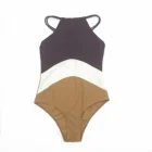 2019 One Piece Color Blocks Women Bathing Suit Swimsuit Woman Swimwear