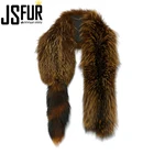 New Style Real Raccoon and Fox Fur Long Scarf Dyed Fox Fur Collar