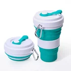 Wholesale new design BPA free reusable water cup 550ml silicone travel folding collapsible coffee cup