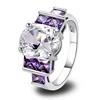 Fashion Silver Plated Purple Diamond Stone Rings Jewelry Big Stone Finger Ring Designs For Women Wholesale