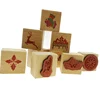 DIY embossed mini alphabet craft wood 18 pieces kids cartoon wooden stamp set