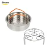 18/8 stainless steel steamer basket with silicone handle and egg rack