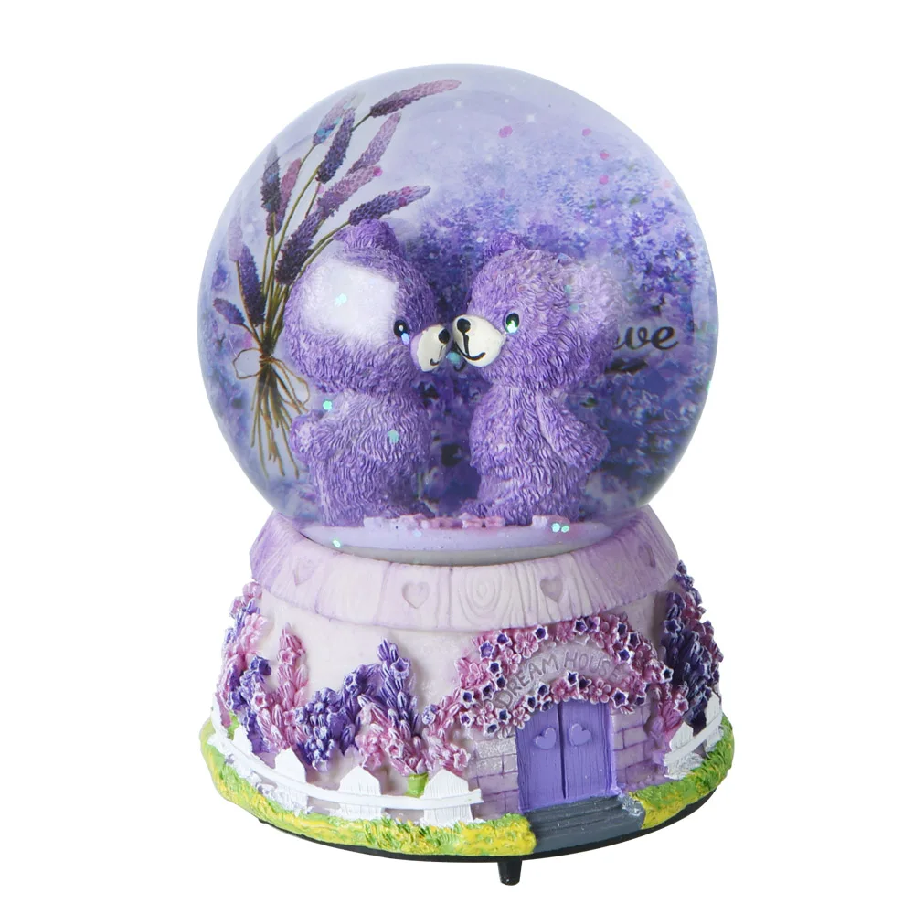 wholesale souvenir gift music box crystal glass music box purple