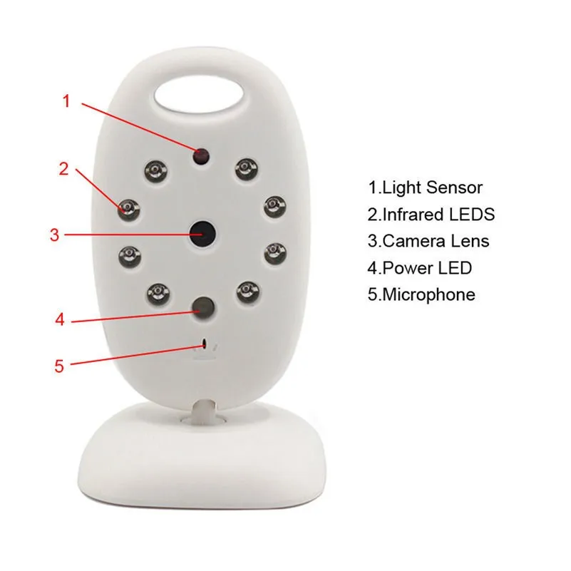 Infrared Night Vision Two Way Talk Back Wireless Temperature Monitoring Video Baby Monitor With  Lullabies