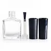 7ml 9ml Empty glass mini uv gel nail polish bottle with cap and brush clear matt black oval shape nail polish bottle