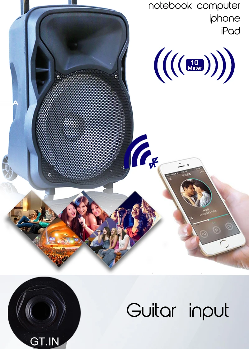 12 inch trolley pa powered dj sound system speaker with mic tamil mp3 songs - ANKUX.COM