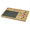 Bamboo Slate Cheese Board Set With Stainless Steel Knives